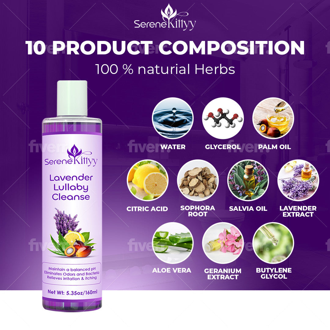 Lavender Lullaby Cleanse – Gentle Feminine Wash with Lavender & Aloe | Supports Freshness, pH Balance & Comfort
